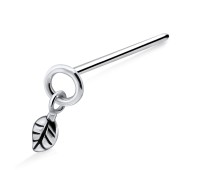 Dangling Leaf Silver Straight Nose Stud NSKA-555